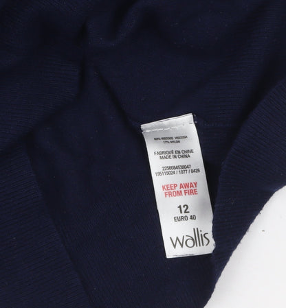 Wallis Women's Blue Long Sleeve Crew Neck Cardigan Size 12