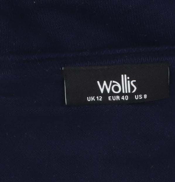 Wallis Women's Blue Long Sleeve Crew Neck Cardigan Size 12