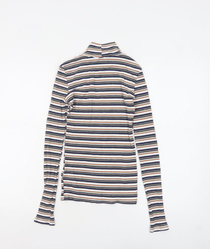 Topshop Women’s Multicoloured Striped Roll Neck Long Sleeve Top Size 10