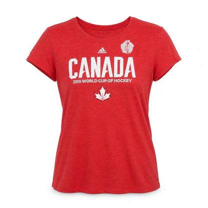 Front view of Adidas women’s red 2xl canada hockey t-shirt short sleeve