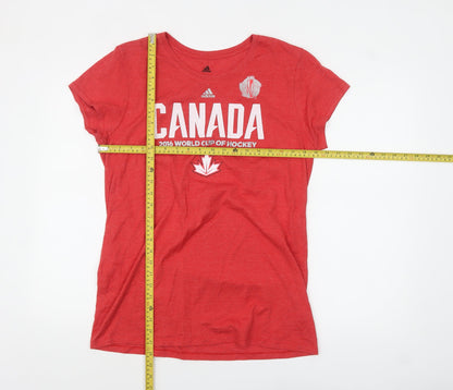 Womens UK Size 2XL adidas Red Basic T-Shirt
