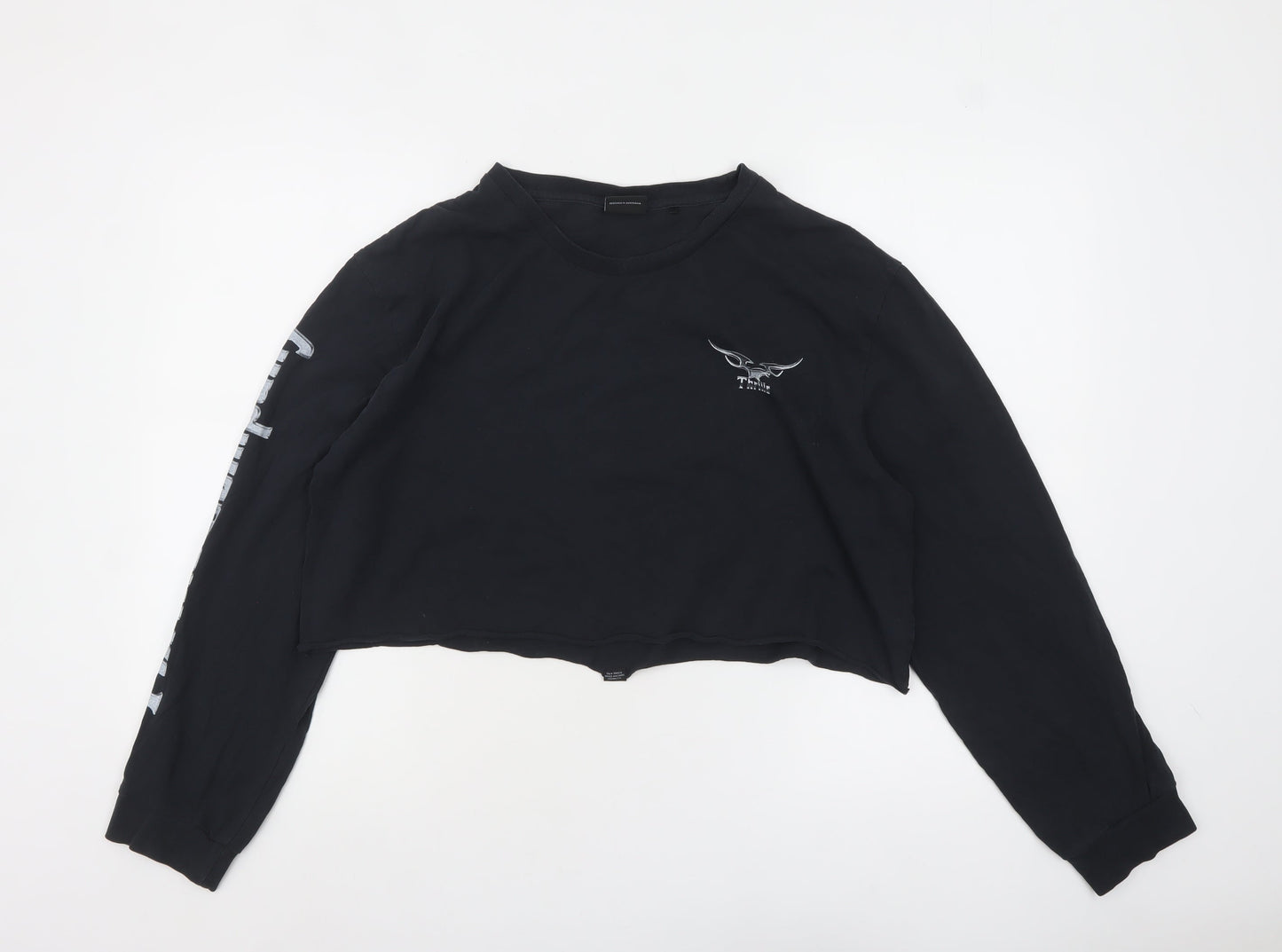 Womens UK Size L Thrills Black Cropped T-Shirt