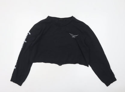 Womens UK Size L Thrills Black Cropped T-Shirt