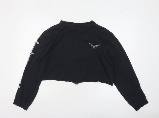 Womens UK Size L Thrills Black Cropped T-Shirt