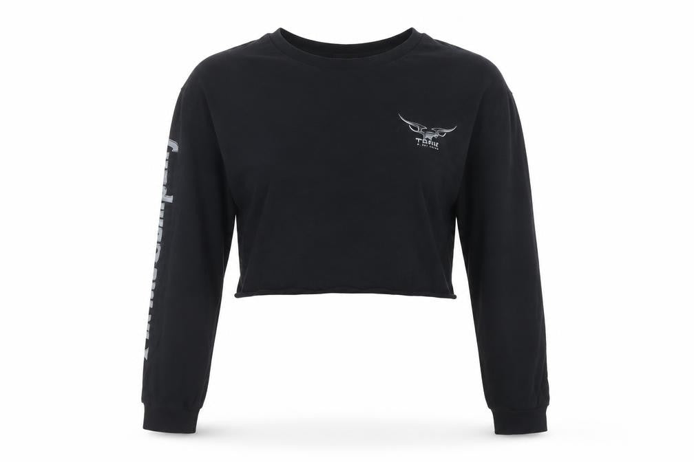Womens UK Size L Thrills Black Cropped T-Shirt