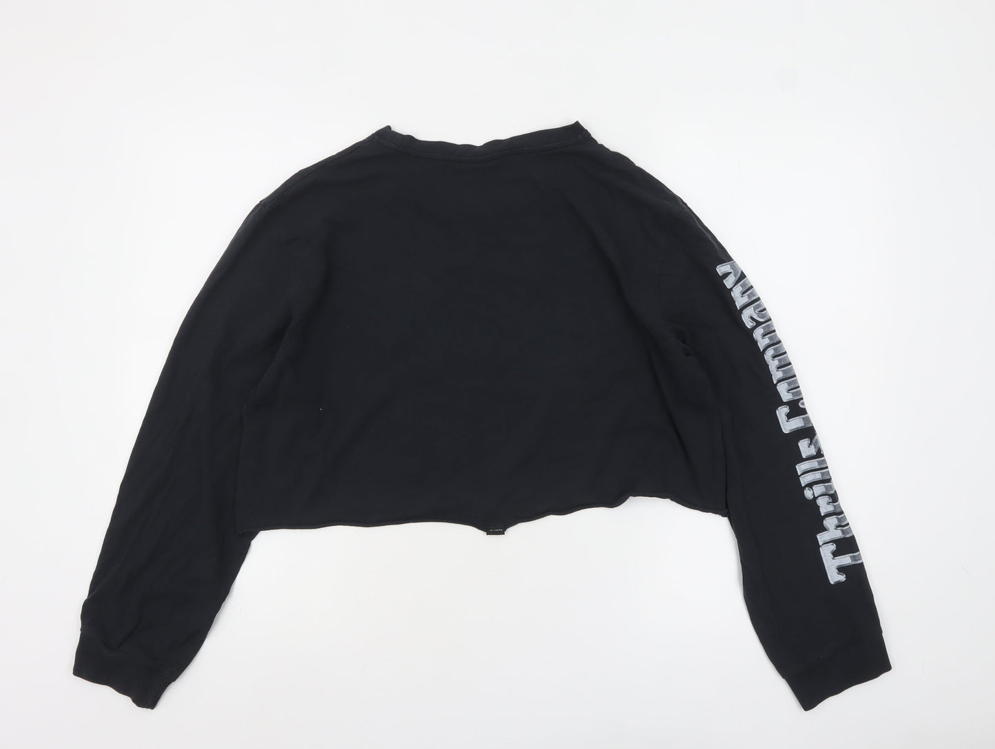Womens UK Size L Thrills Black Cropped T-Shirt