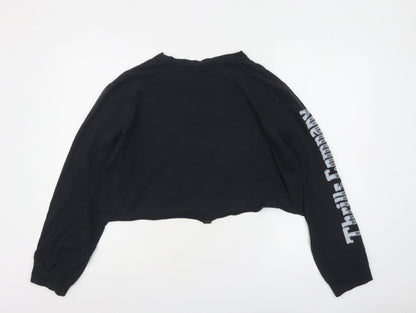 Womens UK Size L Thrills Black Cropped T-Shirt