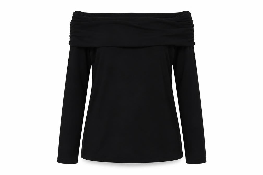 Joe Browns Women Black Off Shoulder Slim Fit Long Sleeve Tunic Blouse Size 6
