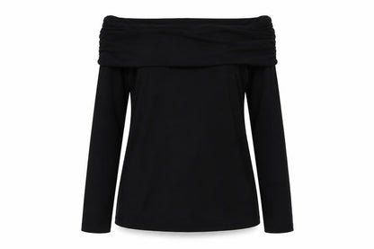 Joe Browns Women Black Off Shoulder Slim Fit Long Sleeve Tunic Blouse Size 6