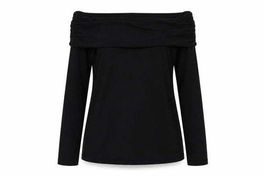Joe Browns Women Black Off Shoulder Slim Fit Long Sleeve Tunic Blouse Size 6
