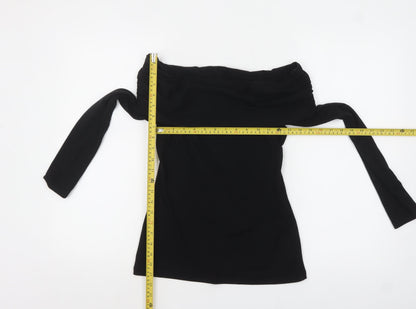 Joe Browns Women Black Off Shoulder Slim Fit Long Sleeve Tunic Blouse Size 6