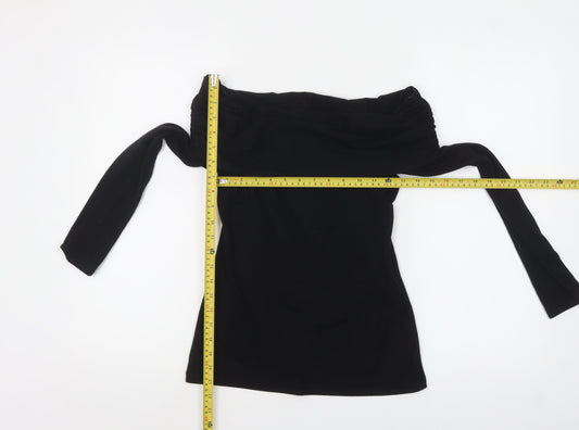 Joe Browns Women Black Off Shoulder Slim Fit Long Sleeve Tunic Blouse Size 6