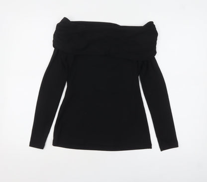 Joe Browns Women Black Off Shoulder Slim Fit Long Sleeve Tunic Blouse Size 6