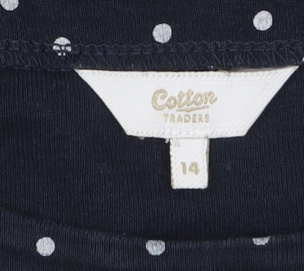 Womens UK Size 14 Cotton Traders Blue Basic T-Shirt