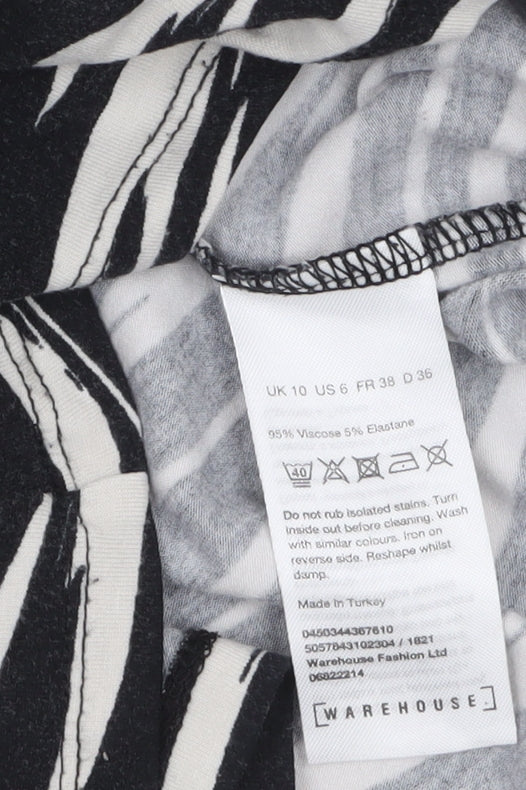 Womens UK Size 10 Warehouse Black Basic T-Shirt