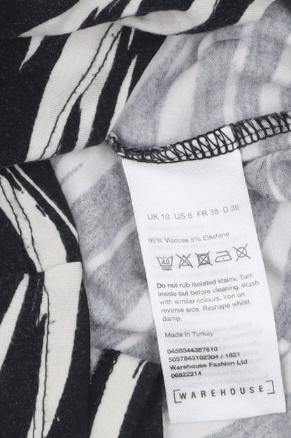 Womens UK Size 10 Warehouse Black Basic T-Shirt