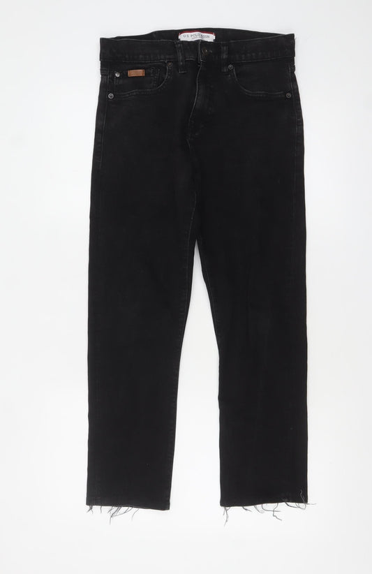 Mens UK Size 30R U.S. Polo Assn. Slim Fit Straight Black Jeans