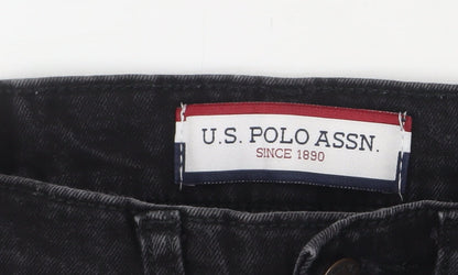 Mens UK Size 30R U.S. Polo Assn. Slim Fit Straight Black Jeans