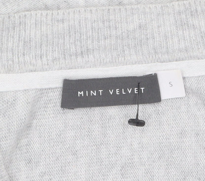 Mint Velvet Women's Grey V-Neck Relaxed Star Jumper Size S