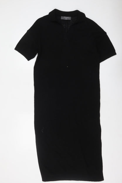 Primark Women’s Black Collared Knit Midi T-Shirt Dress Size S