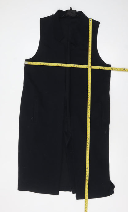 River Island Women's Black Long Waistcoat Size 14 Sleeveless Knit