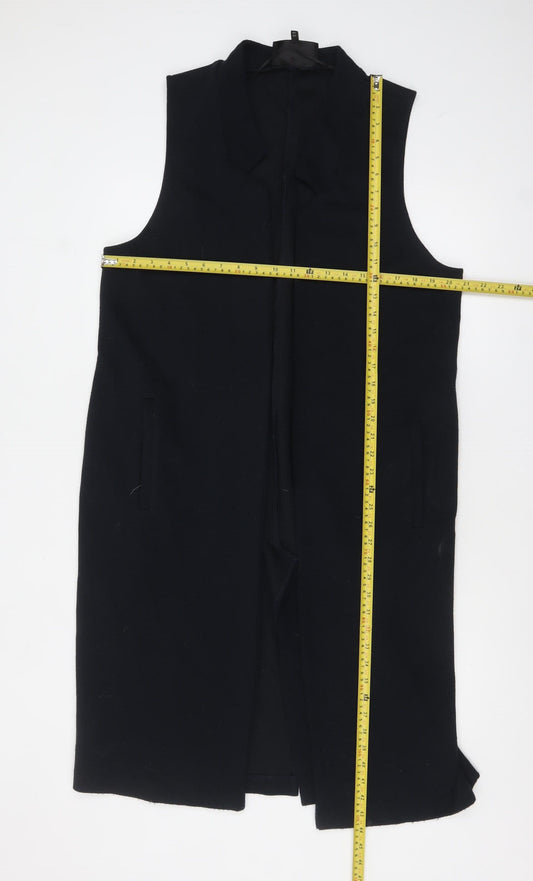 River Island Women's Black Long Waistcoat Size 14 Sleeveless Knit