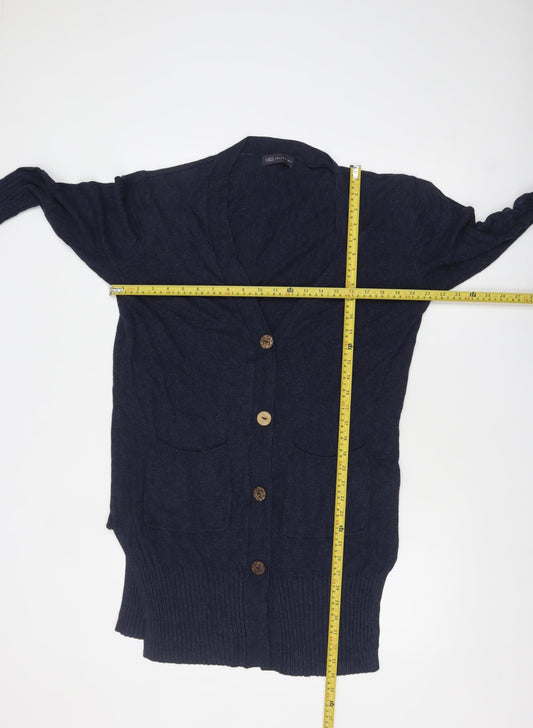 Marks and Spencer Women's Navy Blue Longline V-Neck Cardigan Size L