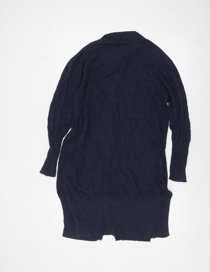 Marks and Spencer Women's Navy Blue Longline V-Neck Cardigan Size L