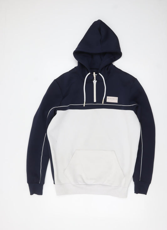 Mens UK Size M McKenzie Blue 1/4 Zip Hoodie