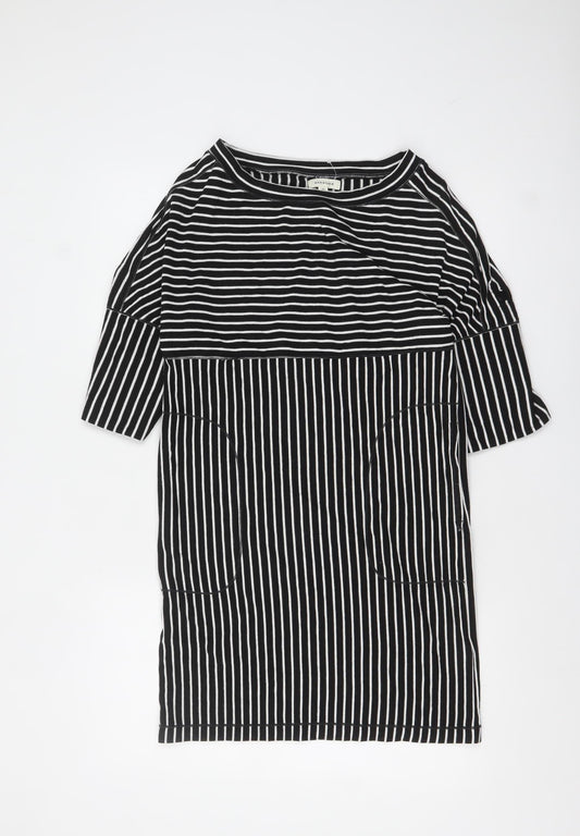 Max Studio Women Black Striped Shift Dress XS Classic Jersey