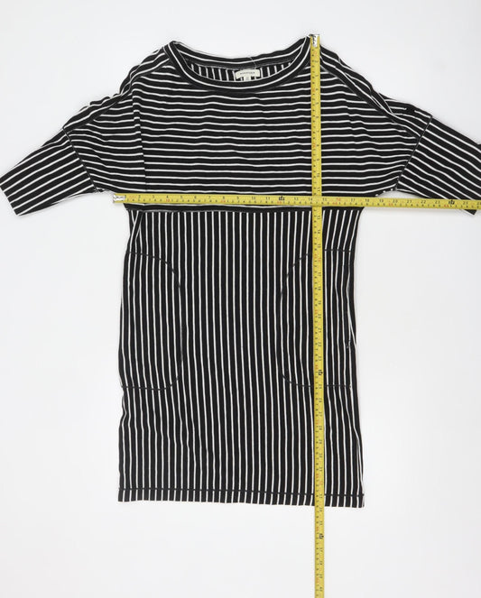 Max Studio Women Black Striped Shift Dress XS Classic Jersey