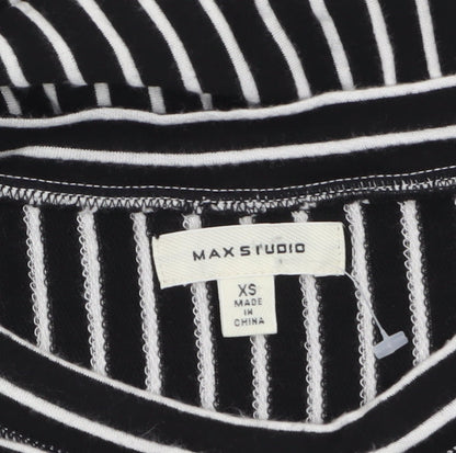 Max Studio Women Black Striped Shift Dress XS Classic Jersey