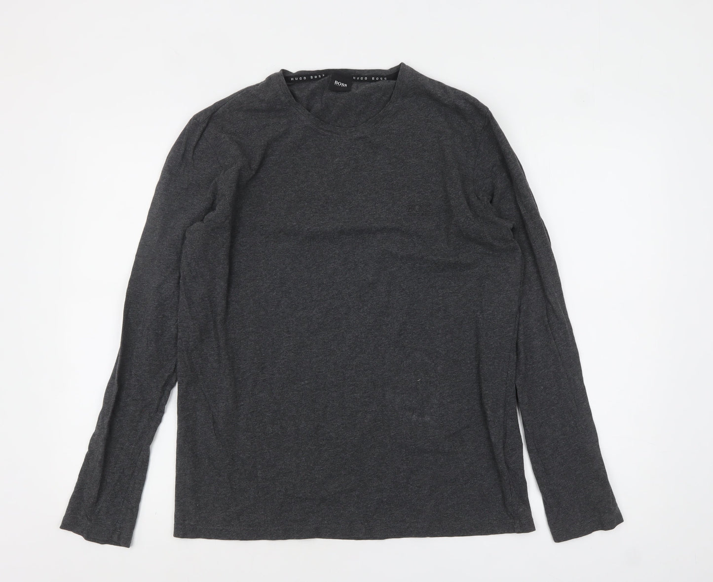 Hugo Boss Men’s Grey Long Sleeve Cotton Crew Neck Top Size M