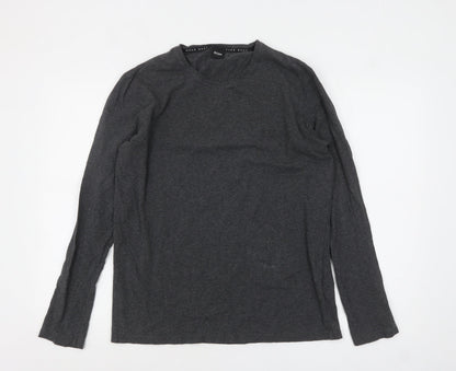 Hugo Boss Men’s Grey Long Sleeve Cotton Crew Neck Top Size M