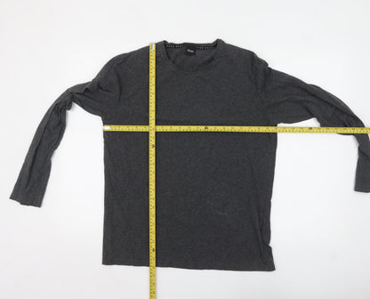 Hugo Boss Men’s Grey Long Sleeve Cotton Crew Neck Top Size M