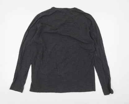 Hugo Boss Men’s Grey Long Sleeve Cotton Crew Neck Top Size M