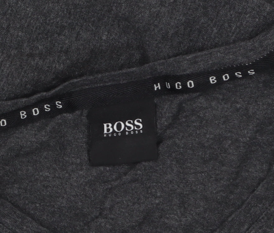 Hugo Boss Men’s Grey Long Sleeve Cotton Crew Neck Top Size M