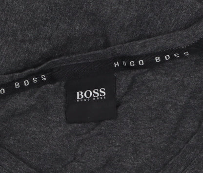 Hugo Boss Men’s Grey Long Sleeve Cotton Crew Neck Top Size M