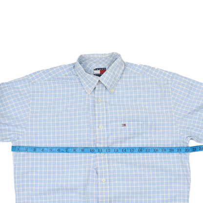 Tommy Hilfiger Men's Blue Check Button-Down Cotton Shirt M