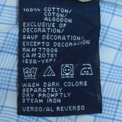 Tommy Hilfiger Men's Blue Check Button-Down Cotton Shirt M