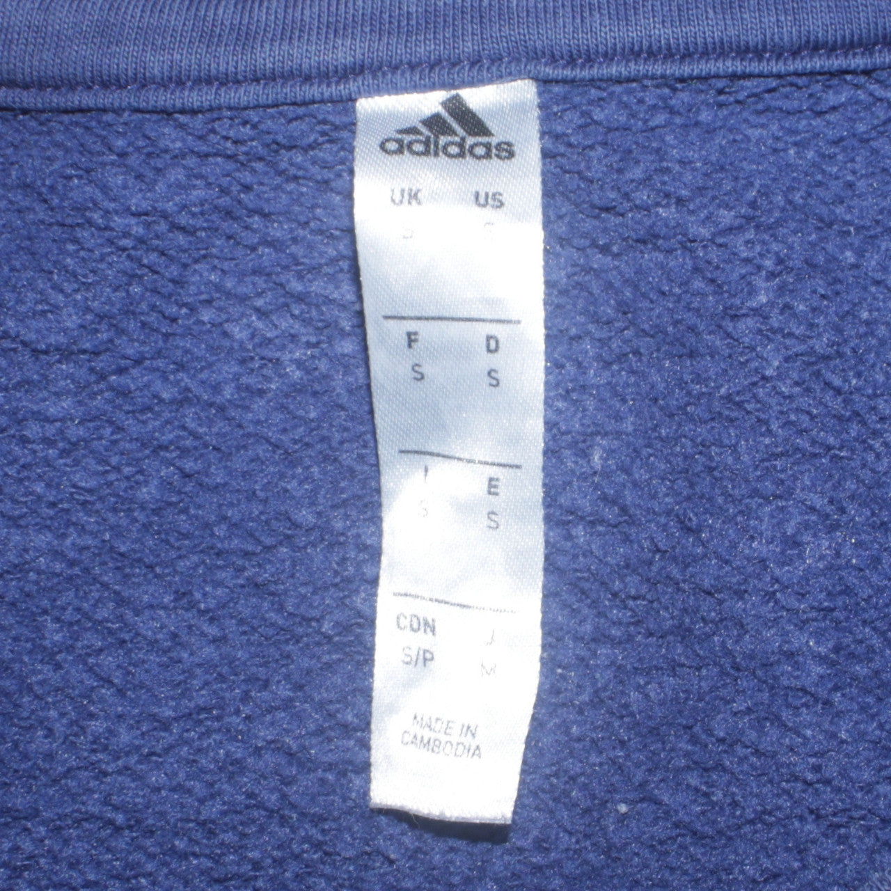 Mens UK Size S adidas Blue Pullover Sweatshirt
