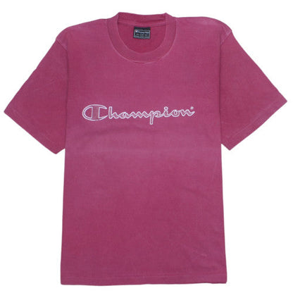 Champion Men Pink Small Crew Neck Sports Cotton T-Shirt