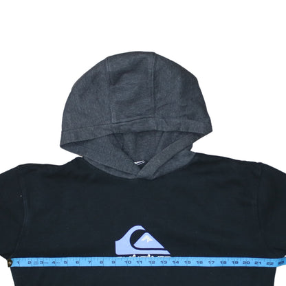 Quiksilver Boys Black Pullover Hoodie 16 Years Graphic Print Fleece Sweatshirt