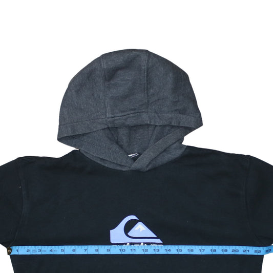 Quiksilver Boys Black Pullover Hoodie 16 Years Graphic Print Fleece Sweatshirt