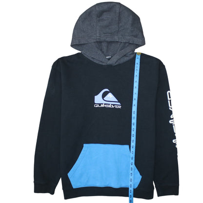 Quiksilver Boys Black Pullover Hoodie 16 Years Graphic Print Fleece Sweatshirt