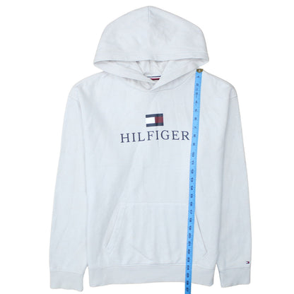 Tommy Hilfiger Boys White Pullover Hoodie 176 Logo Graphic Sweatshirt