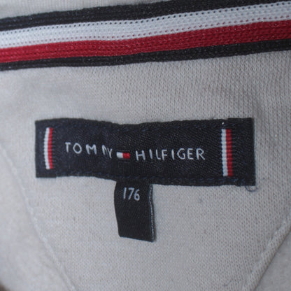 Tommy Hilfiger Boys White Pullover Hoodie 176 Logo Graphic Sweatshirt