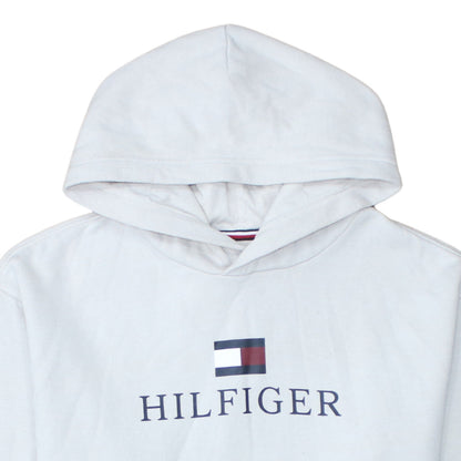 Tommy Hilfiger Boys White Pullover Hoodie 176 Logo Graphic Sweatshirt