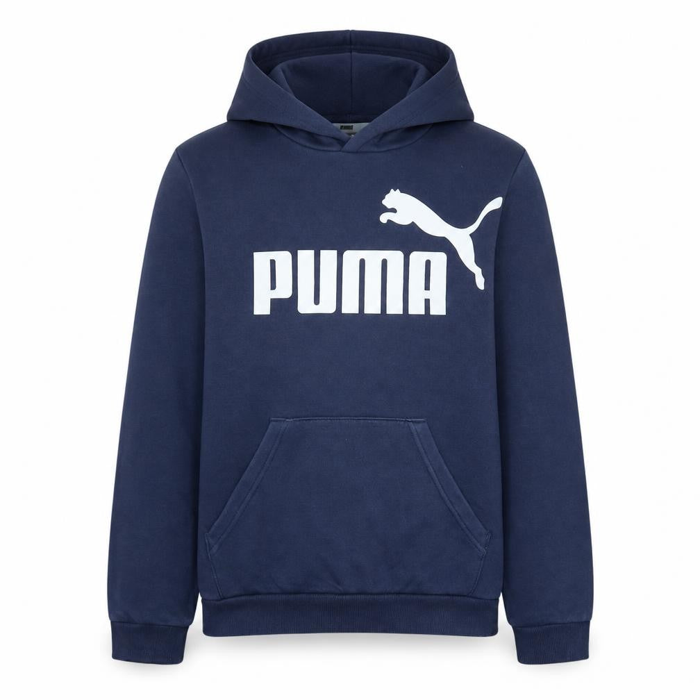 Front view of Puma boys’ blue pullover hoodie 14-15 years logo fleece sweatshirt