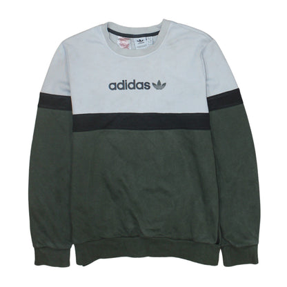 Adidas Boys Green Black Beige Crew Neck Pullover Sweatshirt 13-14 Years